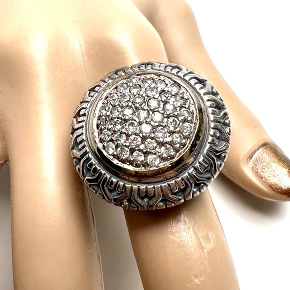 NATURAL DIAMOND & 925 STERLING SILVER UNISEX STATMENT RING JEWELRY